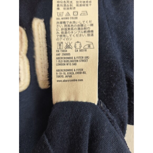 Y2K Abercrombie and Fitch Navy Blue T-Shirt w White Spellout Women's Small Retro - Picture 8 of 9